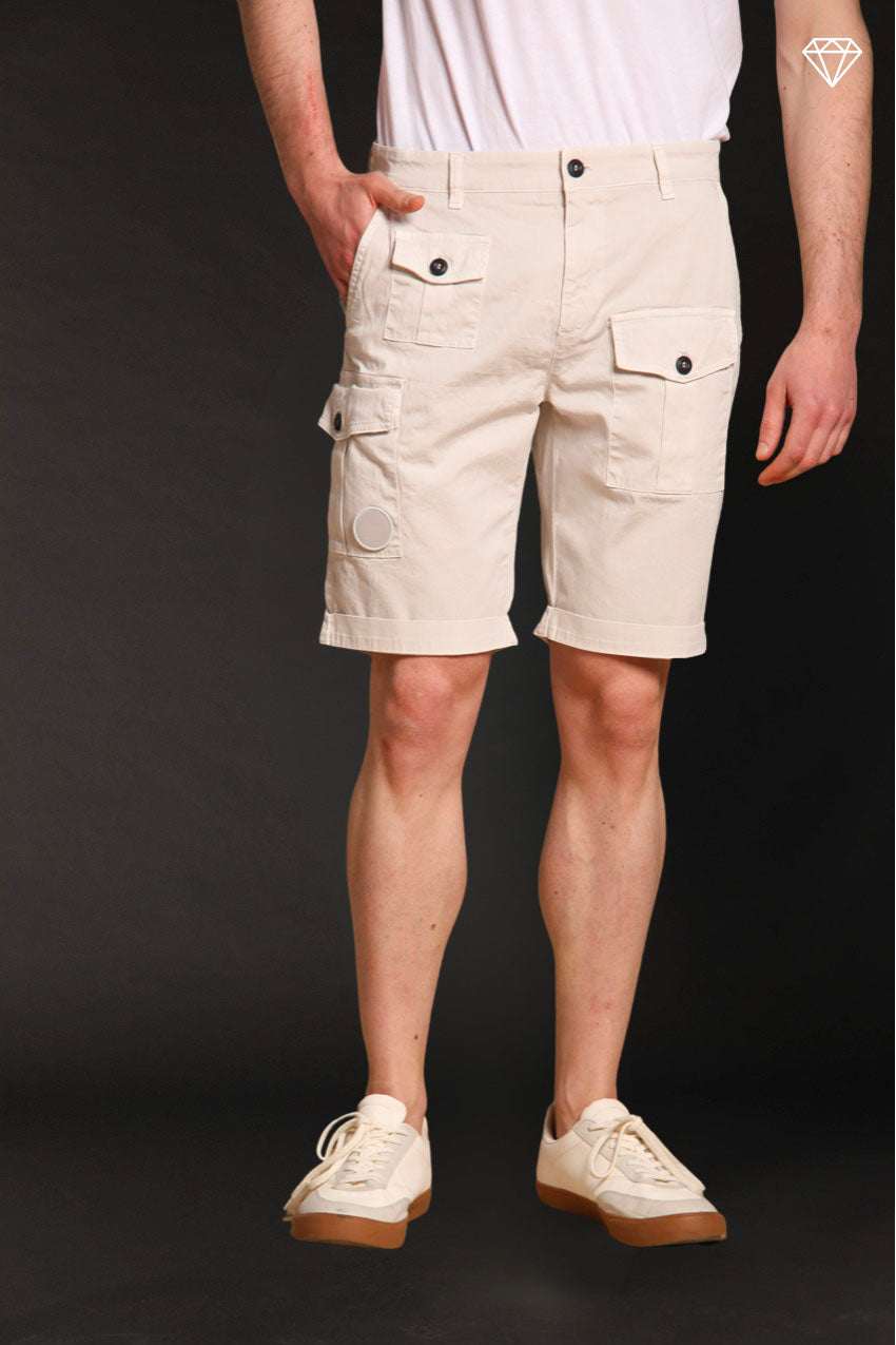 George Coolpocket men's cargo bermuda shorts in stretch satin logo