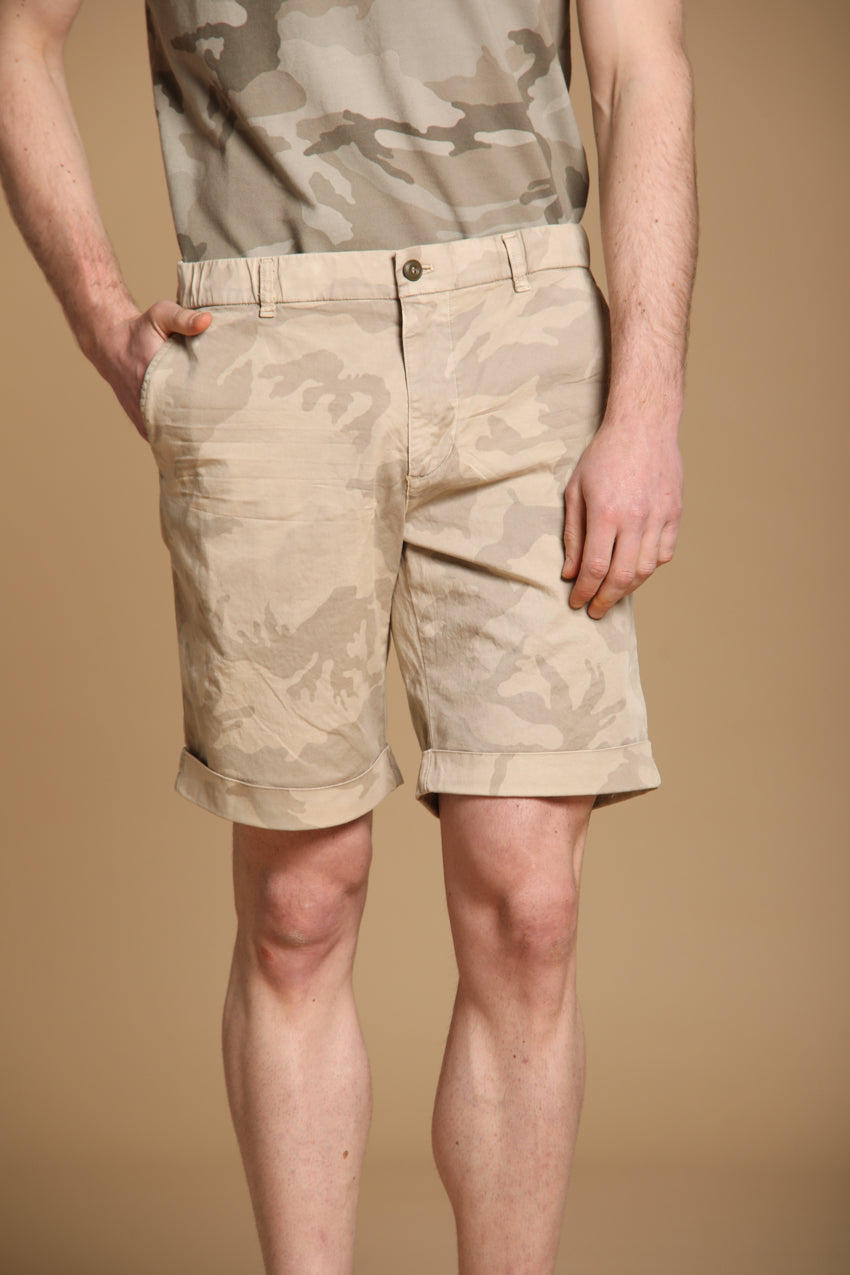 Khinos M74 men's chino bermuda shorts in cotton with white
