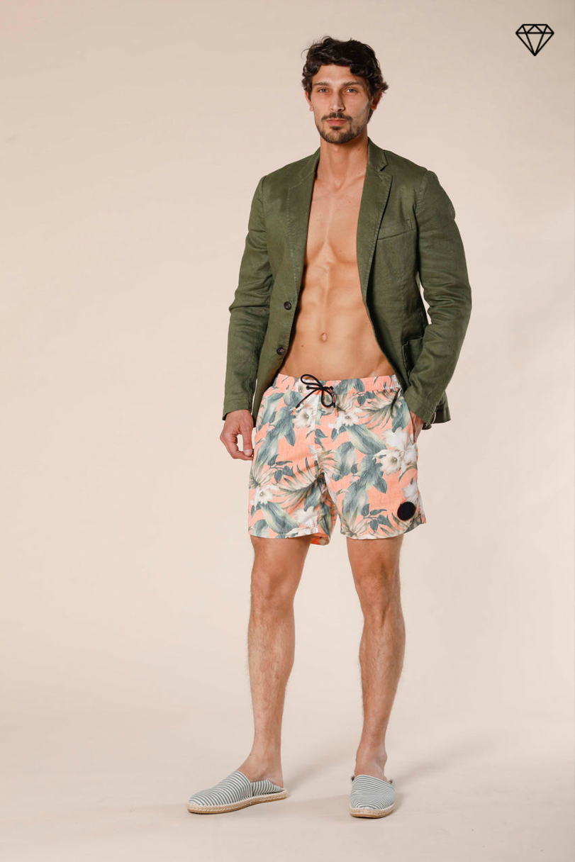 Versilia Beach men's swimsuit in polyester pink flower pattern regular fit ①
