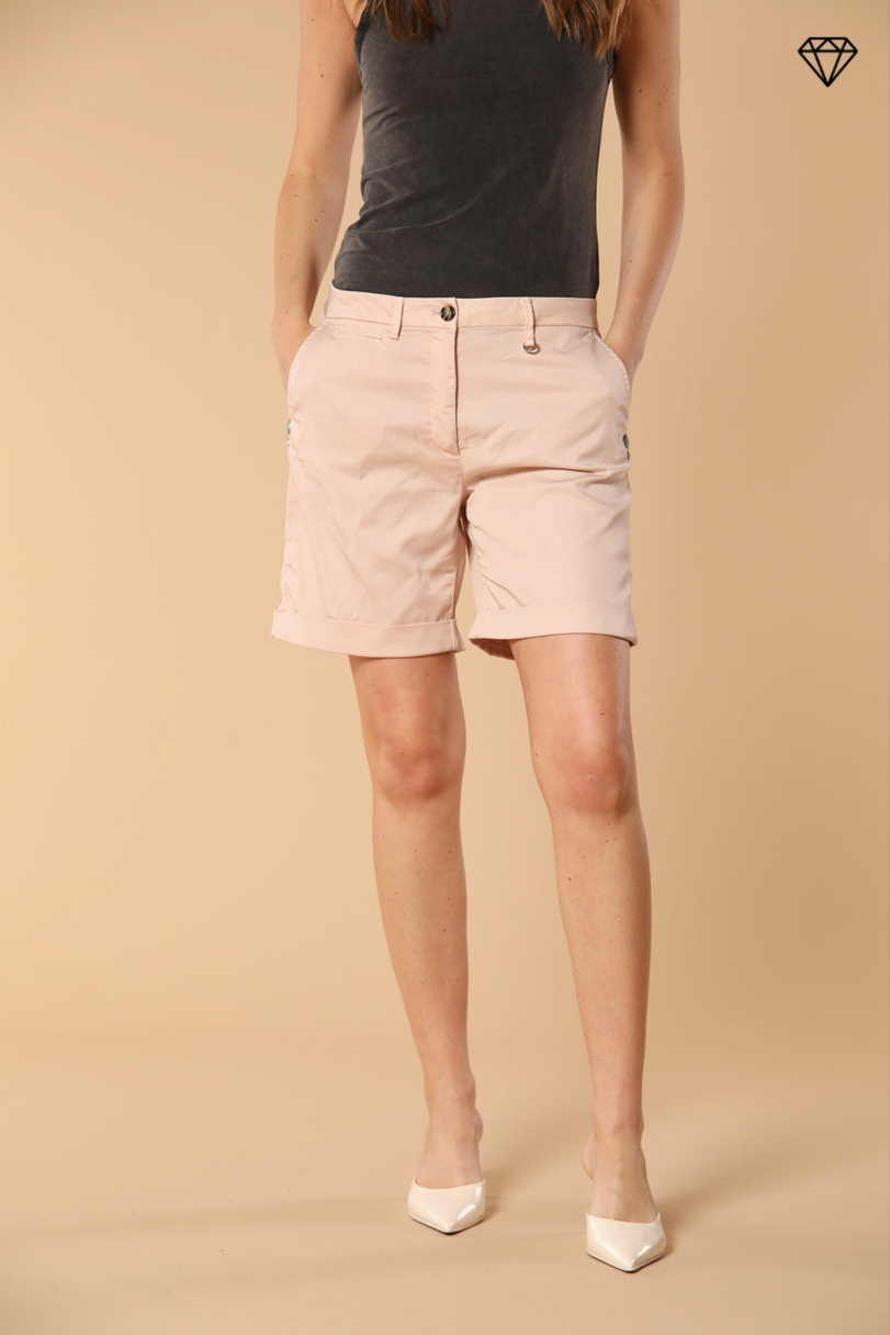 Jaqueline women's Chino Bermuda shorts in Gabardine with stud