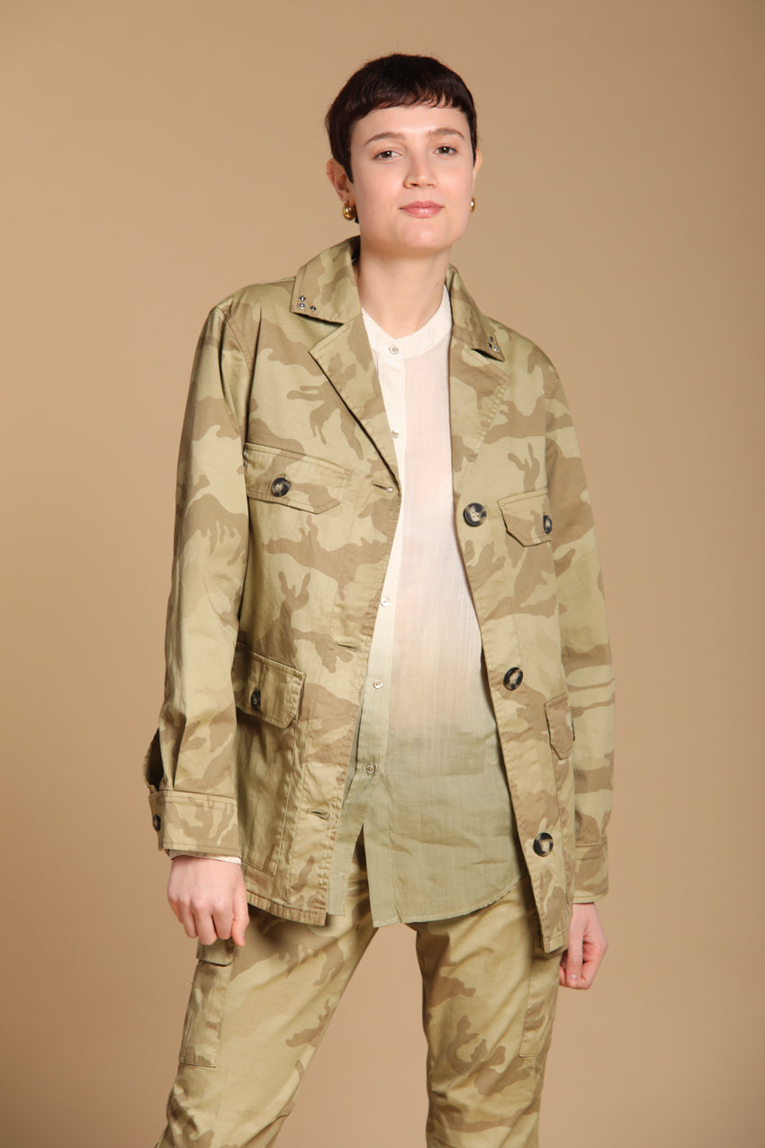 Khaki Army Print Jacket Womens Santa Barbara Women's Jacket In