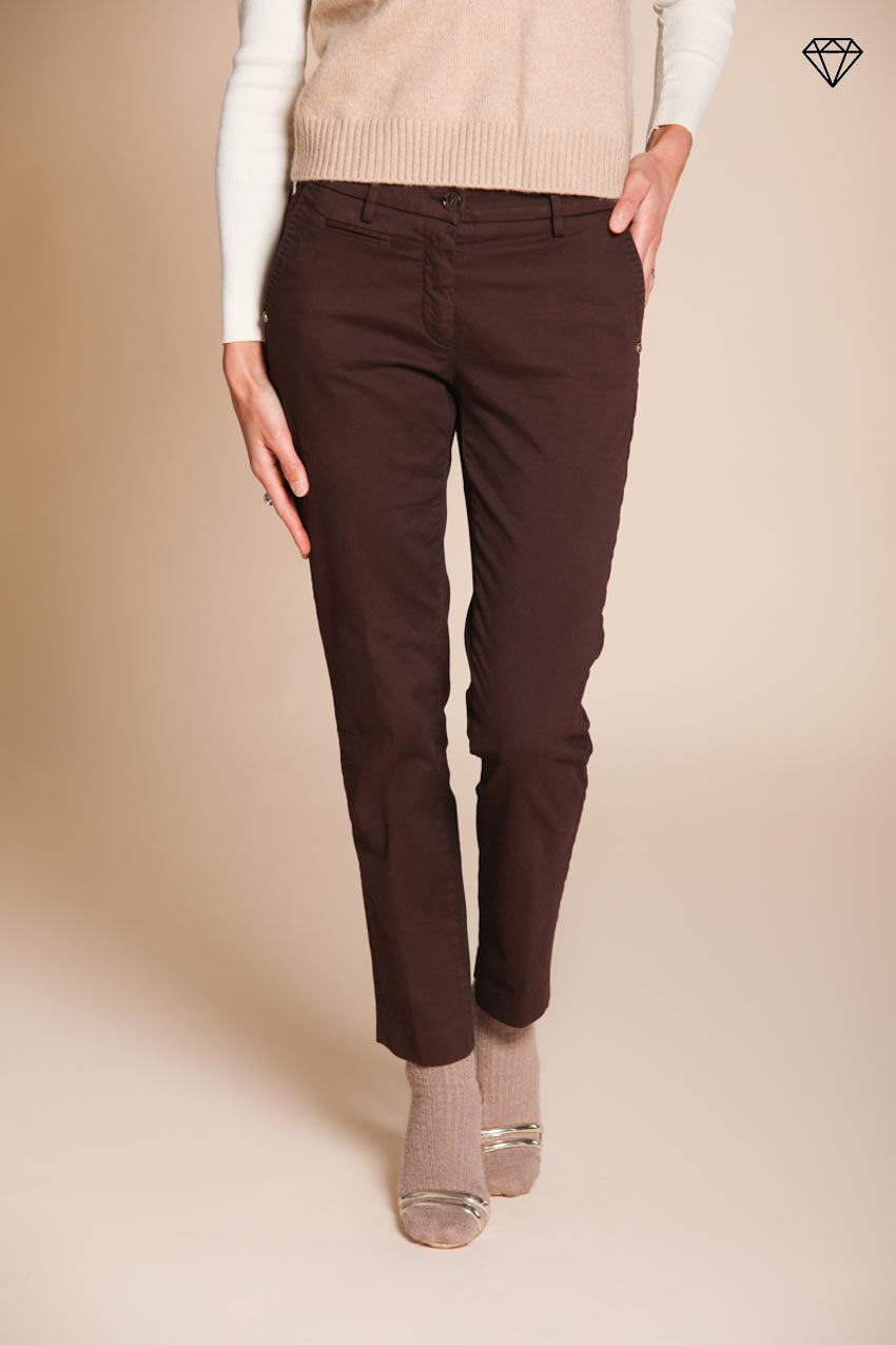 Foto 1 New York Slim pantalone chino donna in raso slim fit ①