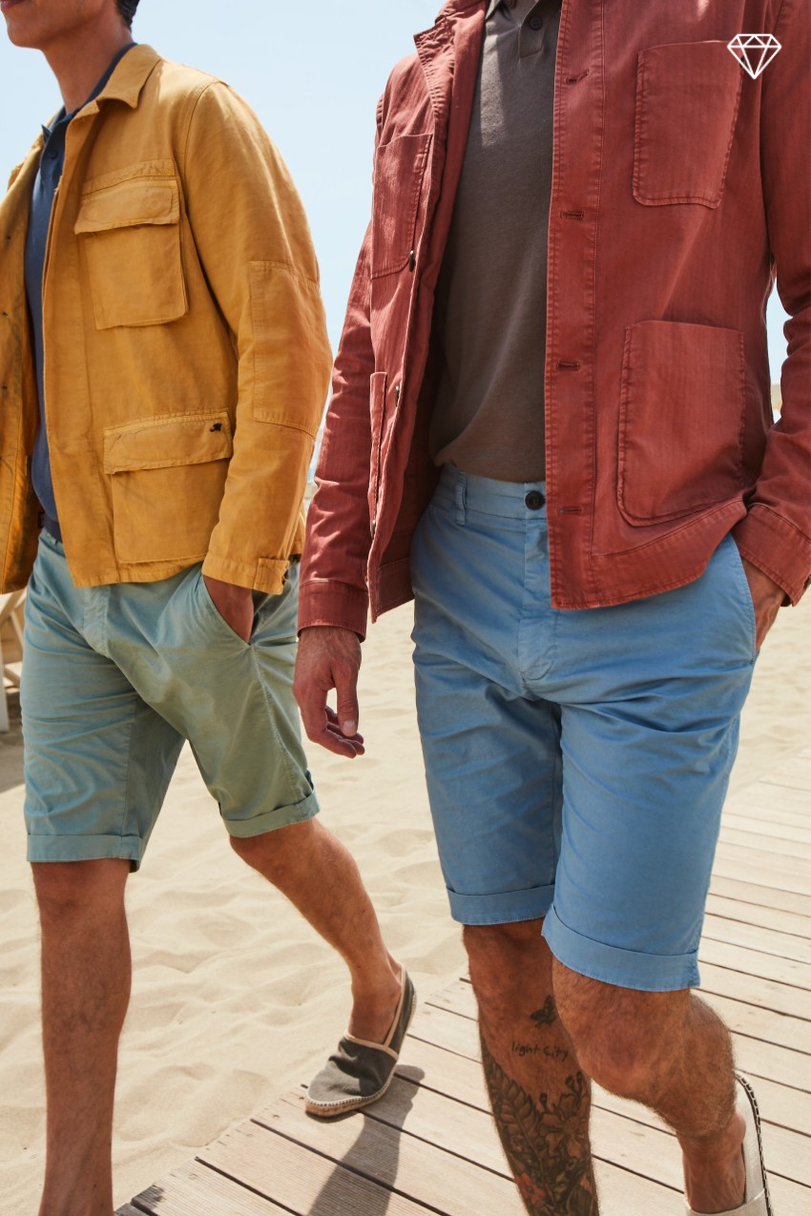 London men's chino bermuda shorts in Pima Cotton Regular fit ①
