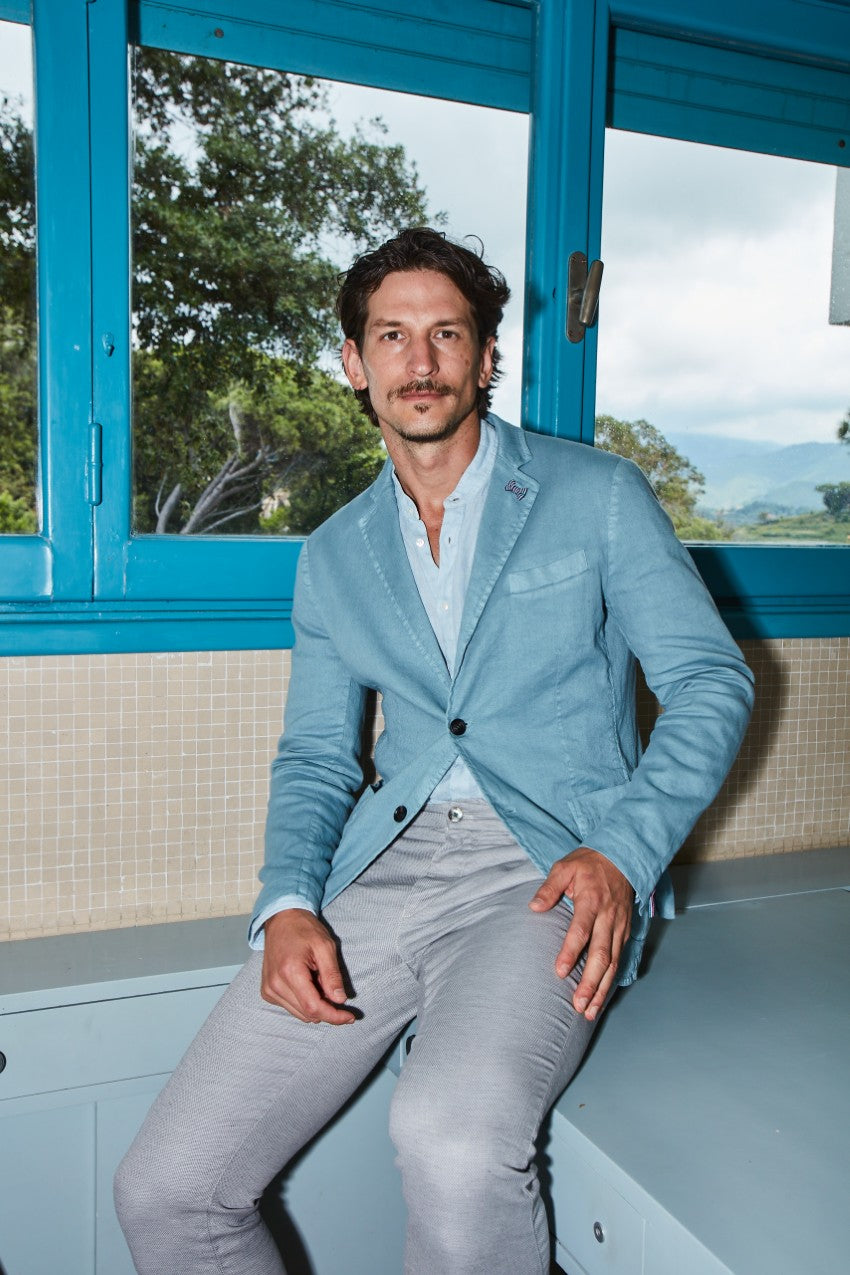 Da Vinci Summer blazer uomo in twill di lino e cotone