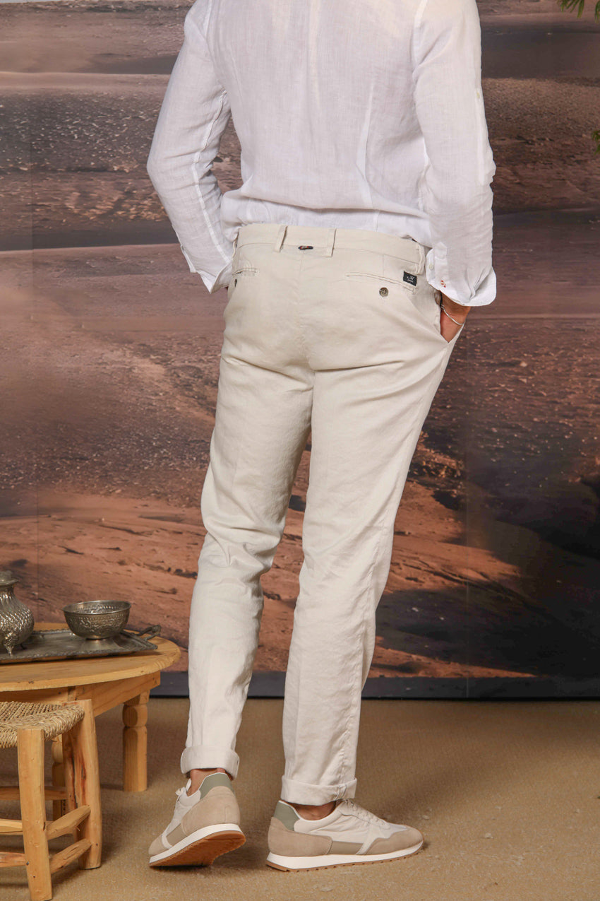 New York pantalone chino da uomo in lino e twill di cotone regular fit