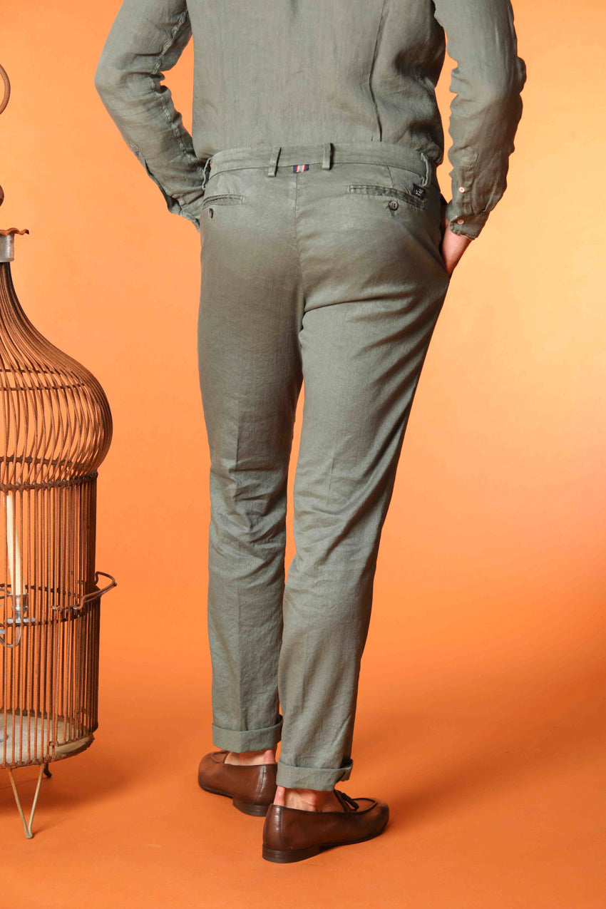 New York pantalone chino da uomo in lino e twill di cotone regular fit