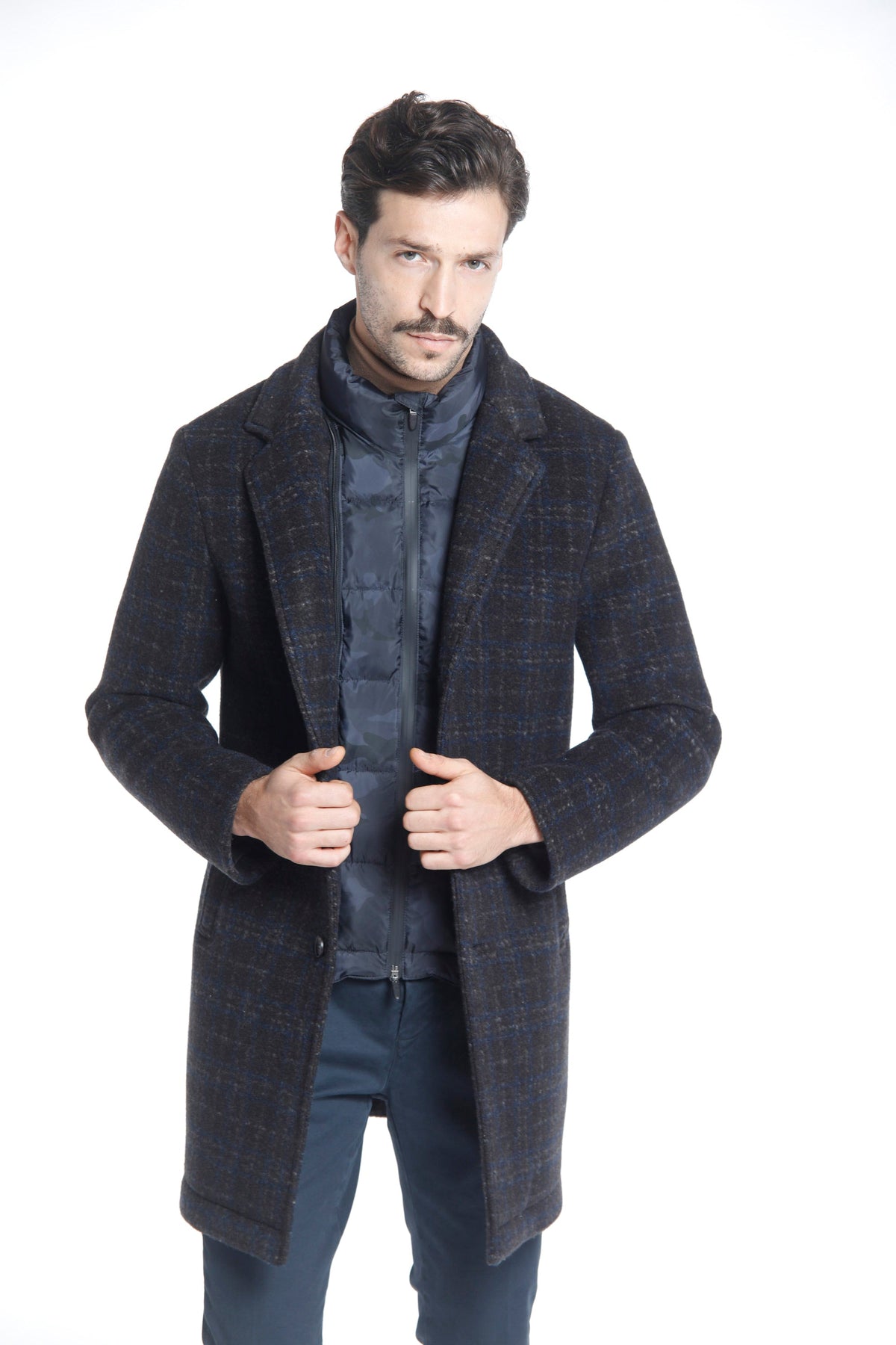 Los Angeles man wool cloth coat with shaded galles pattern, Mason's