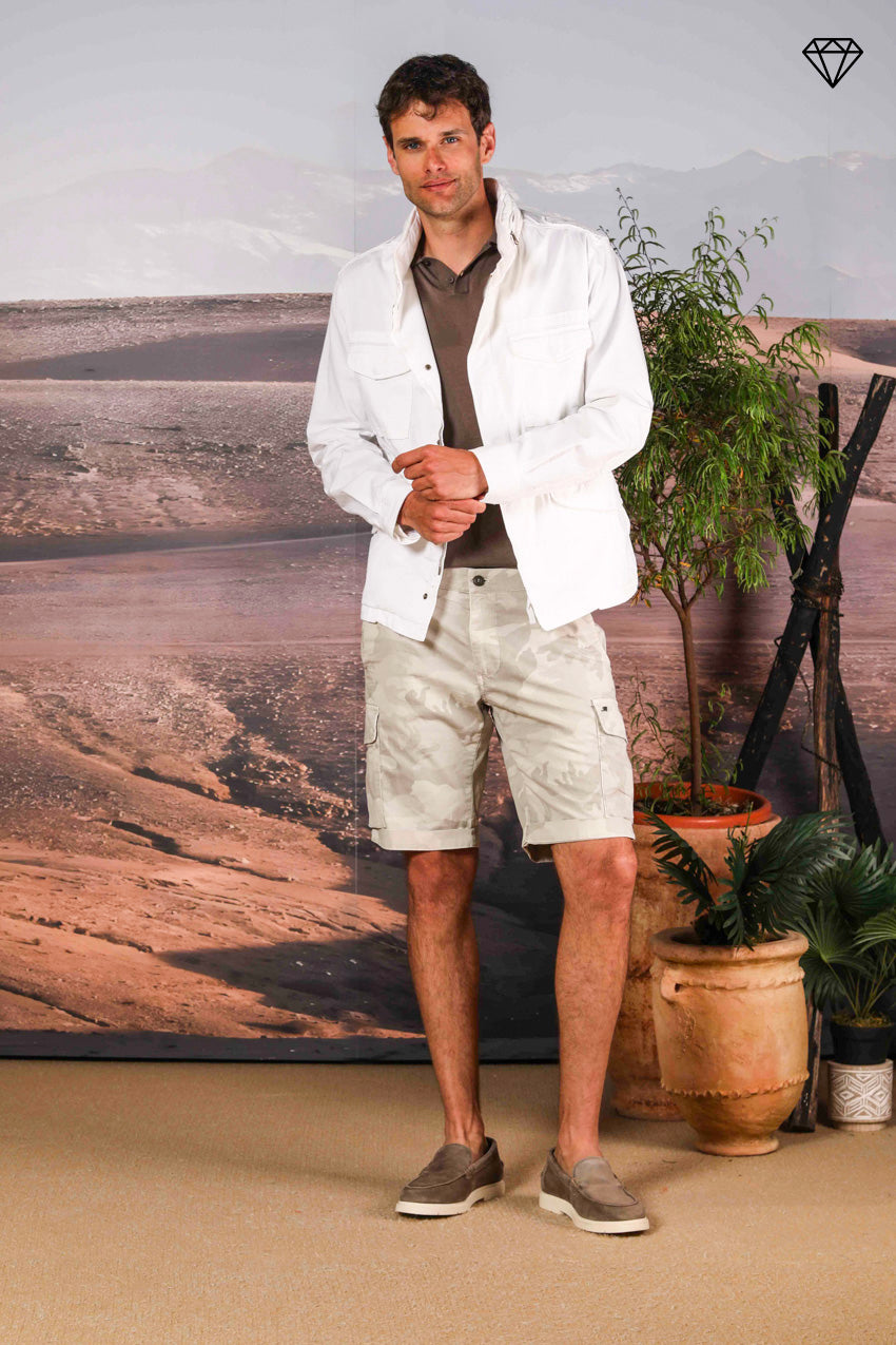 Chile Bermuda cargo homme en coton imprimé camouflage slim fit ①