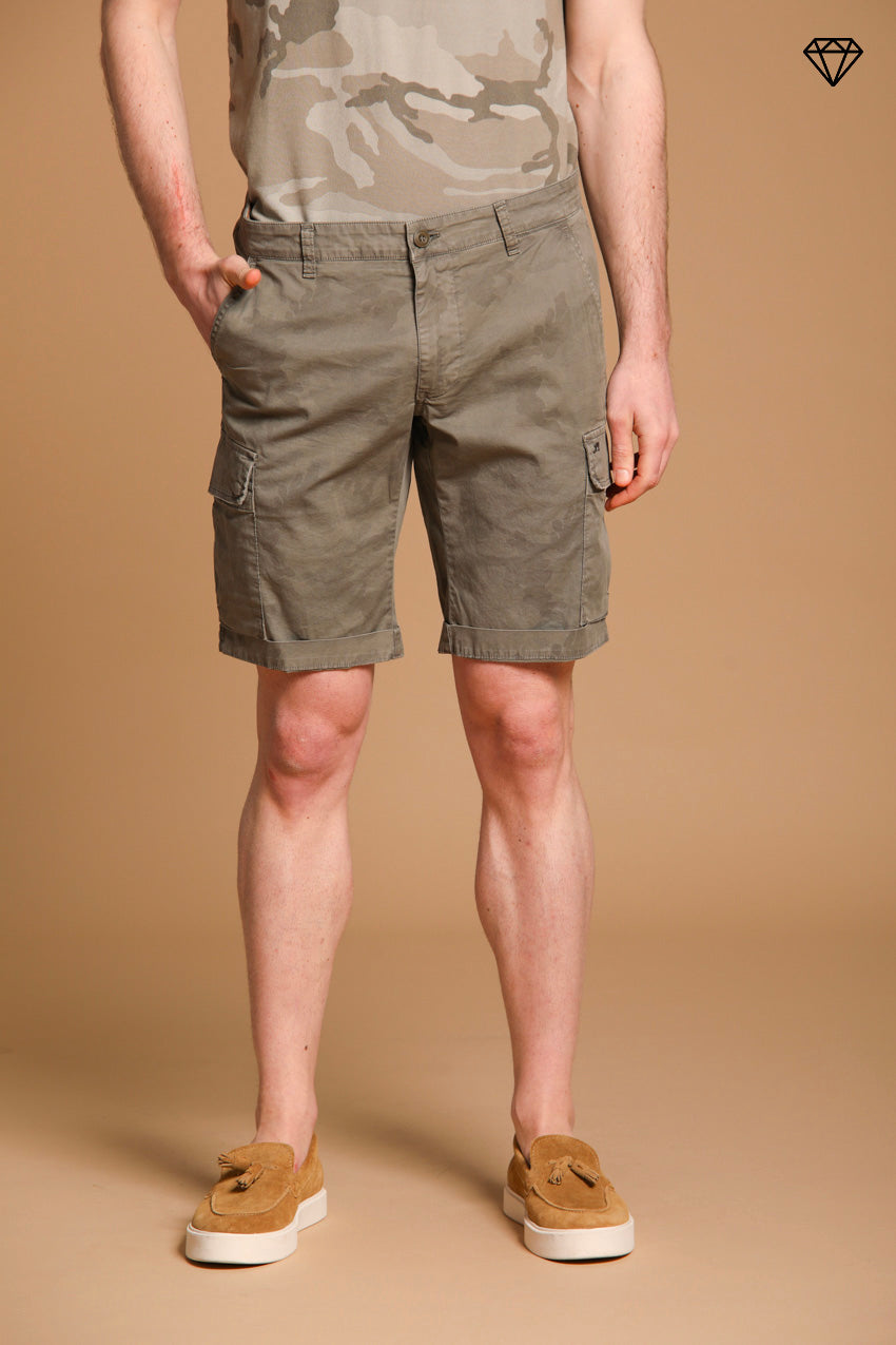 Chile men's cargo bermuda shorts in cotton with camou pattern slim fit ①