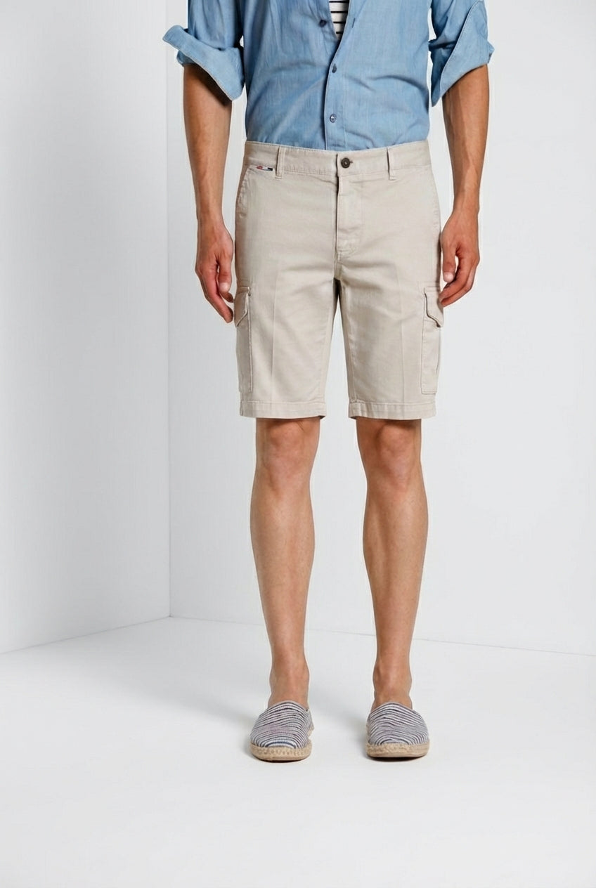 Chile men's cargo bermuda stretch satin slim fit ①