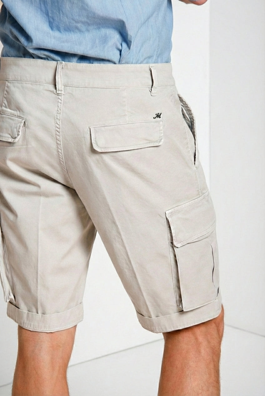 Chile men's cargo bermuda stretch satin slim fit ①