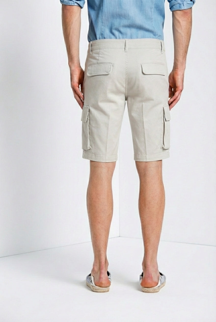 Chile men's cargo bermuda stretch satin slim fit ①