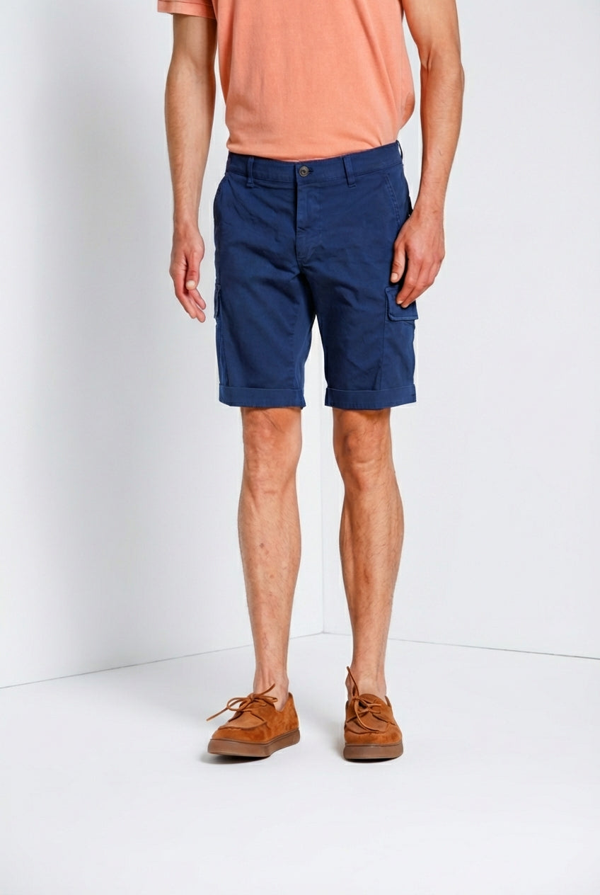 Chile men's cargo bermuda in stretch satin slim fit ①