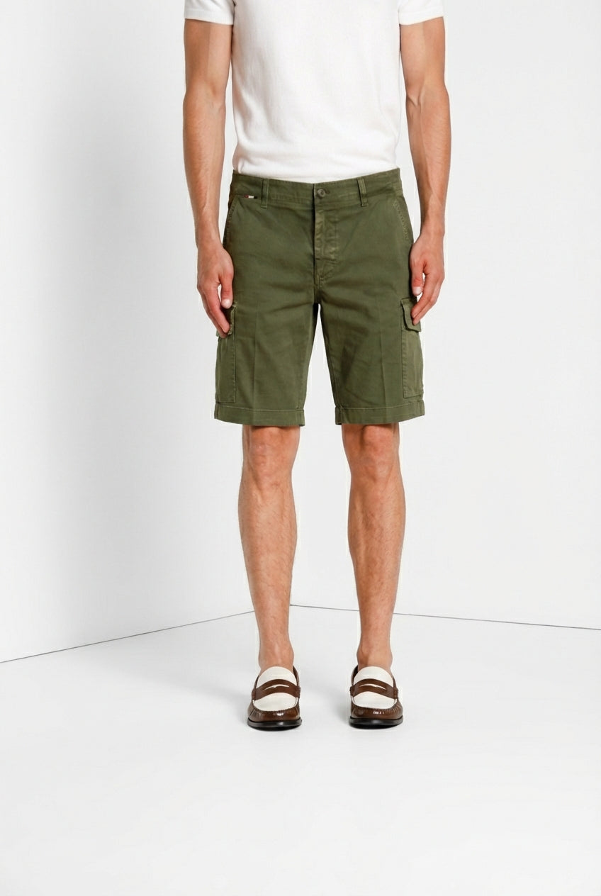 Chile men's cargo bermuda in stretch satin slim fit ①
