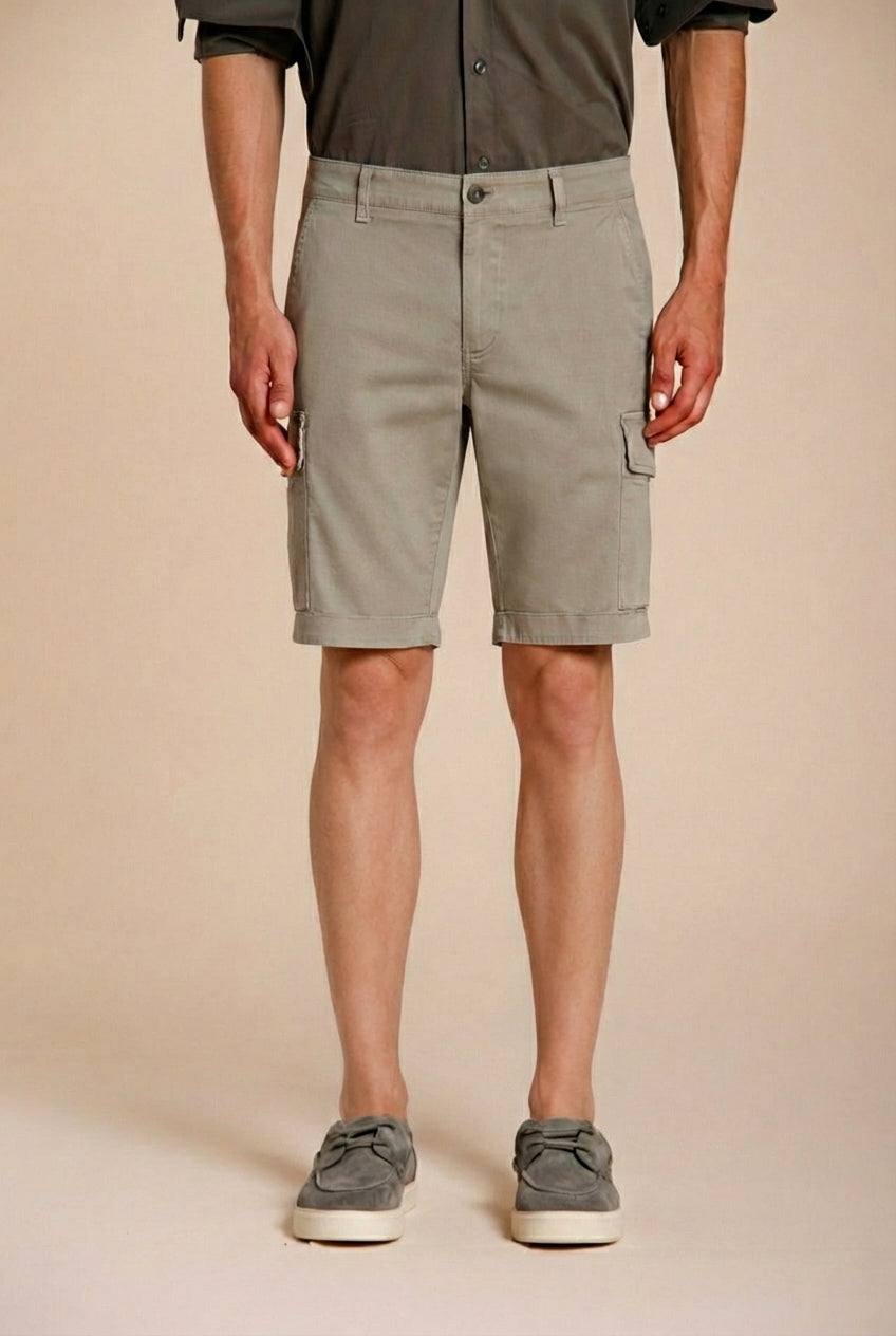 Chile men's cargo bermuda in stretch satin slim fit ①