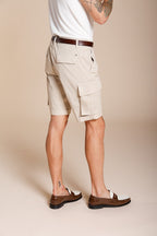 Chile men's cargo bermuda stretch satin slim fit ①