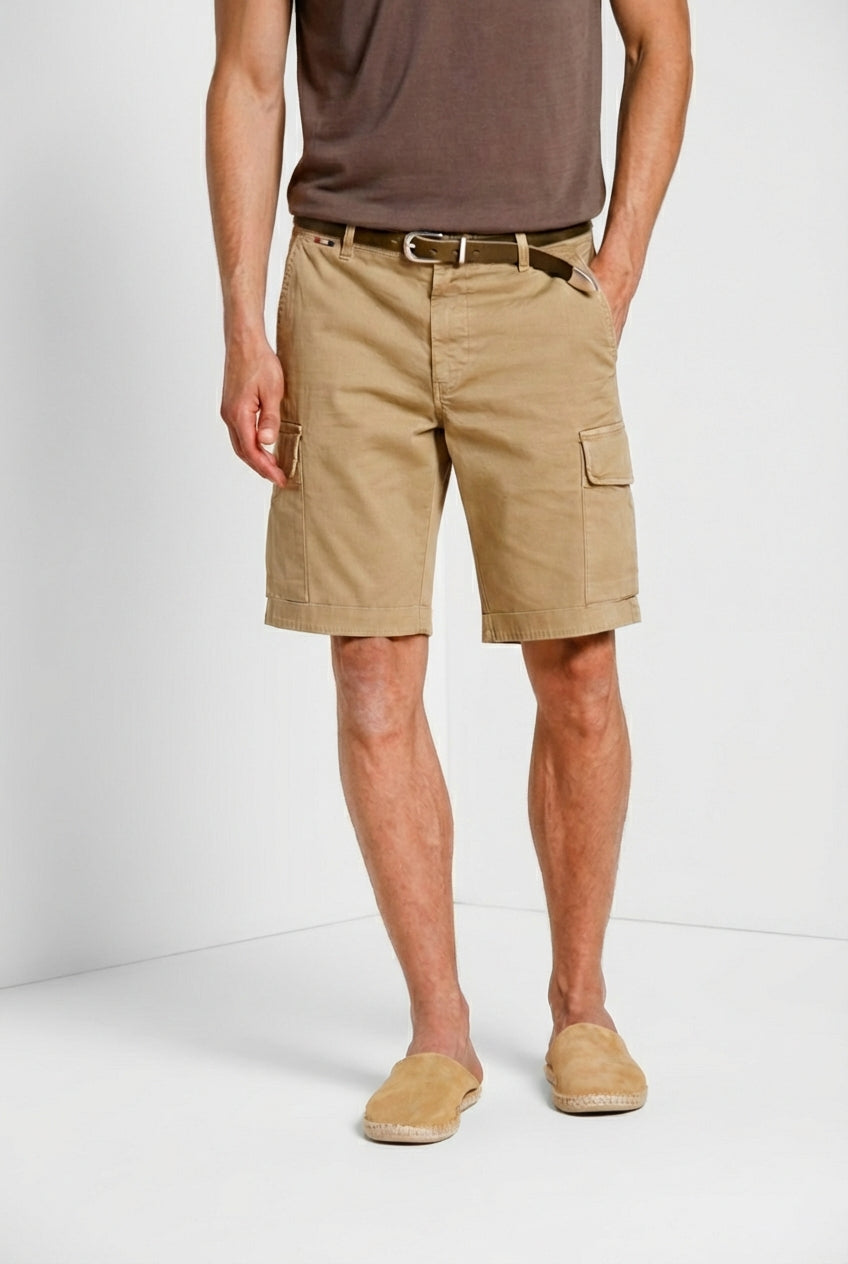 Chile men's cargo bermuda stretch satin slim fit ①