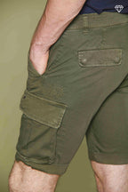 Chile men's cargo bermuda in stretch satin slim fit ①