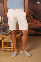 Chile bermuda cargo homme en satin stretch slim fit ①