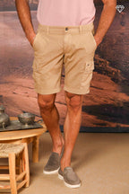 Chile men's cargo bermuda shorts in stretch satin Slim fit ①