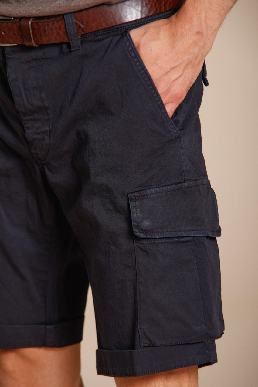 Chile men's cargo bermuda in stretch satin slim fit ①