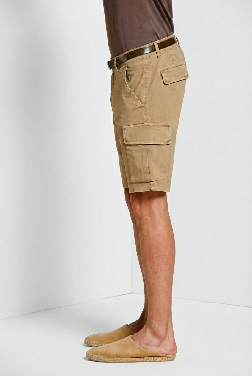 Chile men's cargo bermuda stretch satin slim fit ①