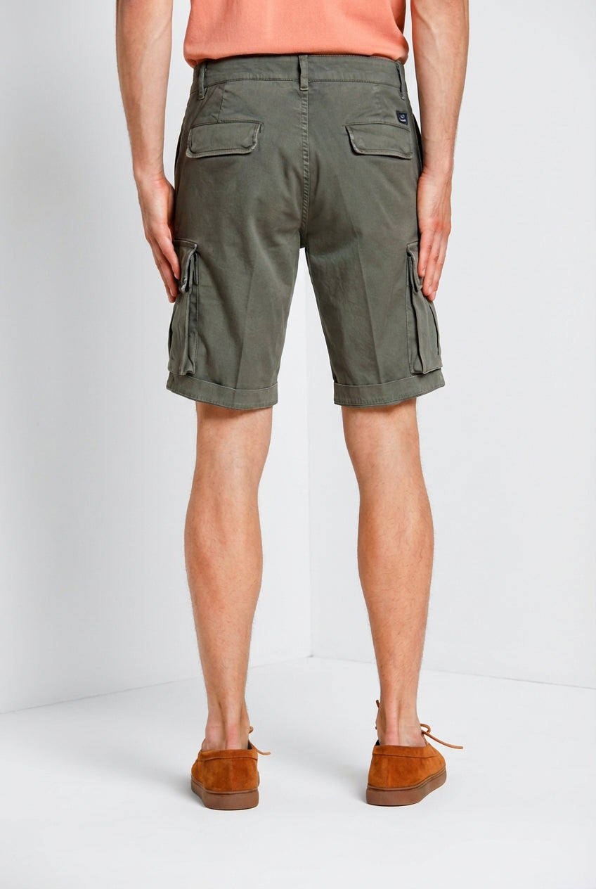 Chile men's cargo bermuda in stretch satin slim fit ①