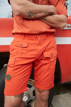 George Coolpocket men's cargo bermuda shorts in stretch satin logo edition carrot fit ①