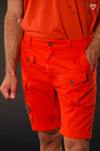 George Coolpocket men's cargo bermuda shorts in stretch satin logo edition carrot fit ①