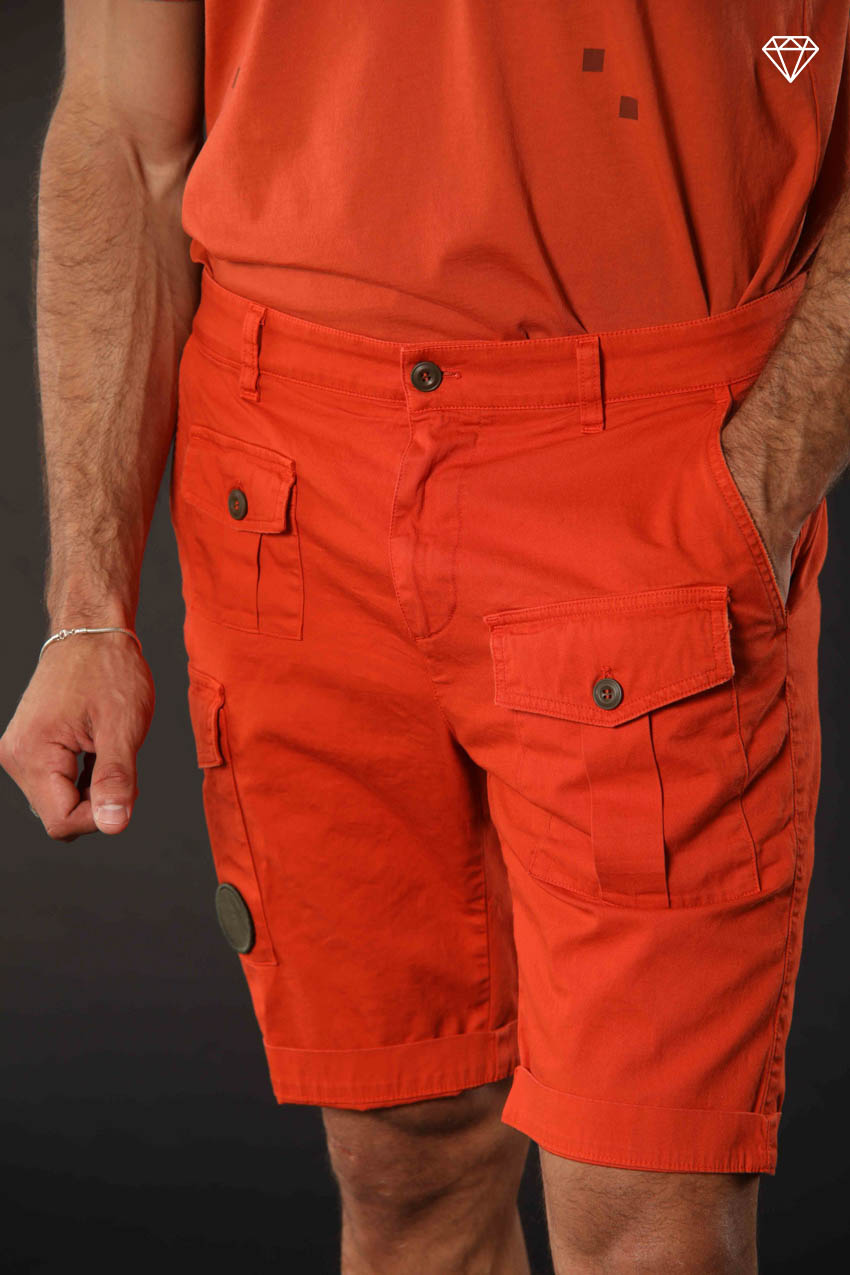 George Coolpocket men's cargo bermuda shorts in stretch satin logo edition carrot fit ①