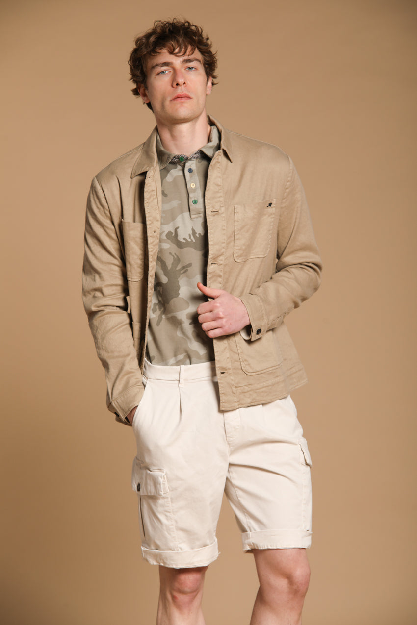 Cargo 22 bermuda cargo uomo in gabardina di cotone e seta elasticizzata relaxed fit