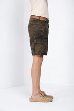 Chile M74 men's cargo bermuda in camouflage print canvas relaxed fit