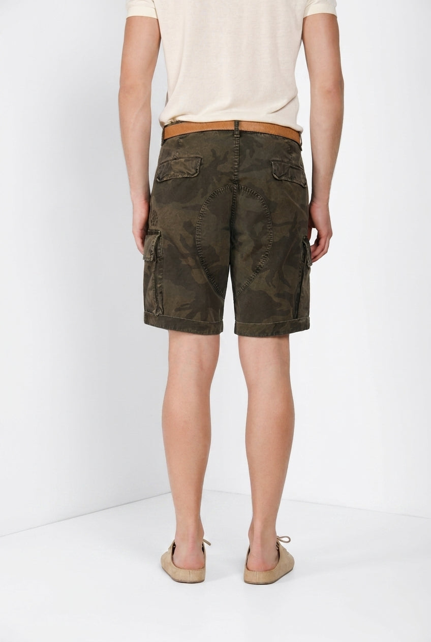 Chile M74 men's cargo bermuda in camouflage print canvas relaxed fit
