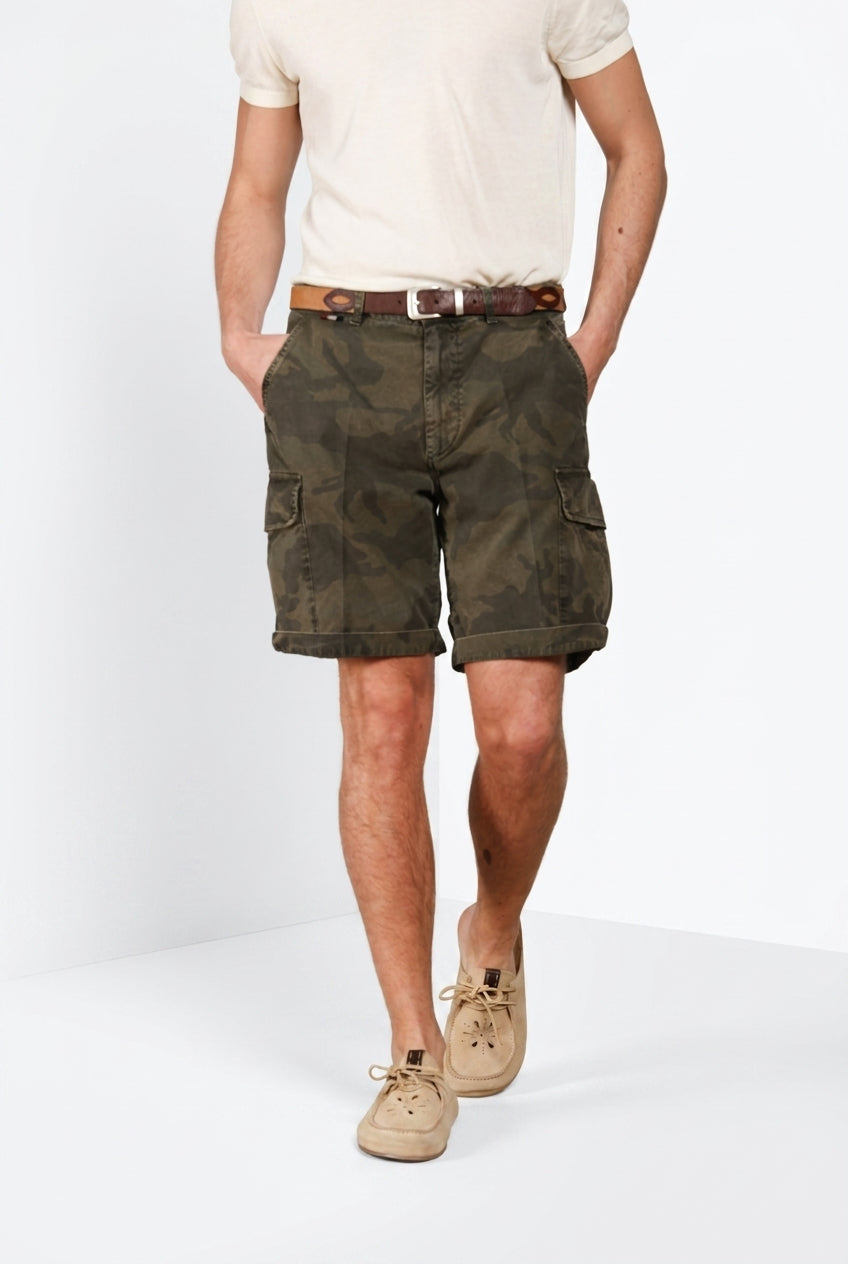 Chile M74 men's cargo bermuda in camouflage print canvas relaxed fit
