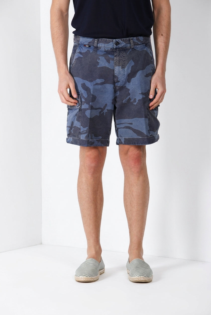 Chile M74 men's cargo bermuda in canvas camouflage print relaxed fit
