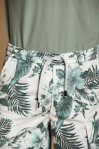 Cargo M74 Herren-Cargo-Bermuda aus Baumwolle mit Hawaii-Print in Tiffany-Farbe Relaxed Fit