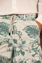 Cargo M74 men's cargo bermuda in cotton with tiffany Hawaii print relaxed fit