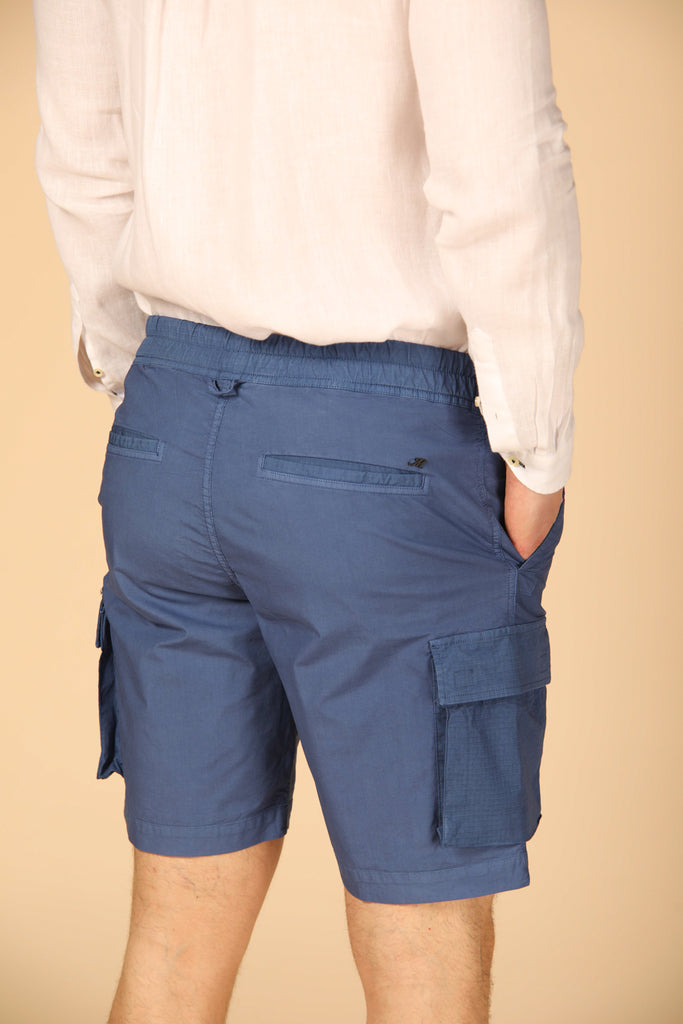 Image 4 of Mason's Forte Summer men's Bermuda cargo shorts in indigo color, regular fit