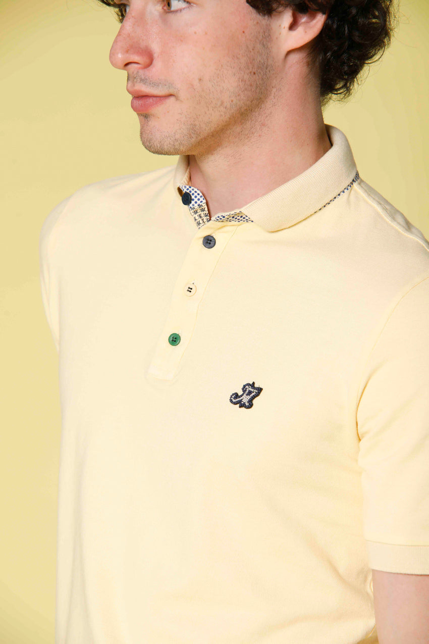 image 3 of men's polo in piquet with tailoring details leopardi model in light yellow regular fit by Mason's