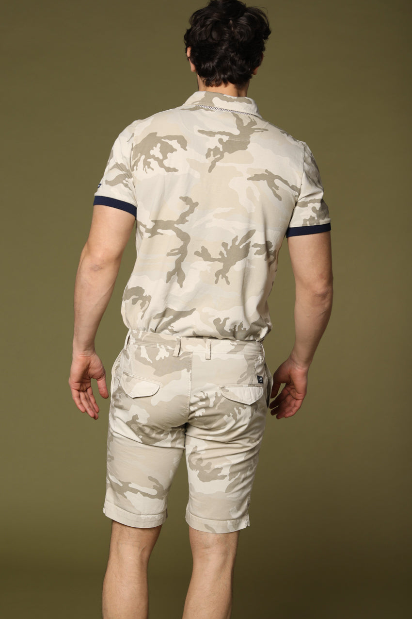 Print Polo homme en piqué avec camouflage blanc