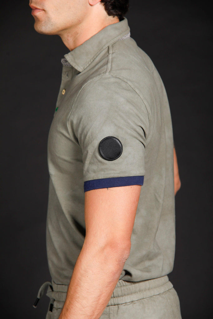 Print man polo shirt in cotton with Logo Edition patch and details