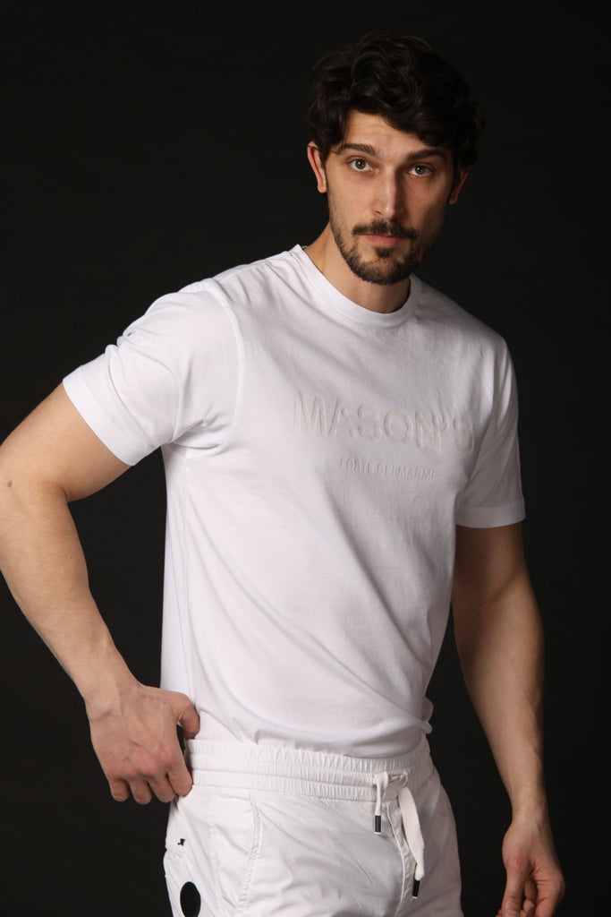 Image 2 of men's T-shirt model Tom MM in white, regular fit by Mason's