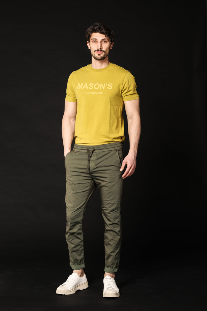Image 2 of men's T-shirt model Tom MM in lime green, regular fit by Mason's