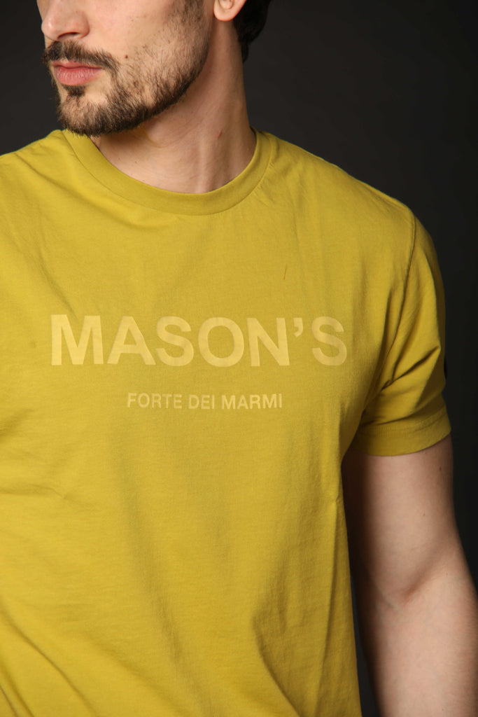 Image 3 of men's T-shirt model Tom MM in lime green, regular fit by Mason's