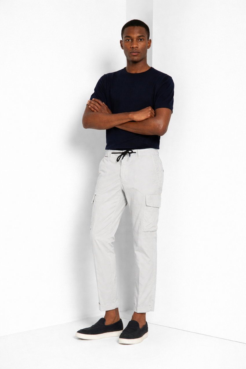 Chile Jogger pantalone cargo uomo in tela paracadute lyocell e cotone extra slim fit