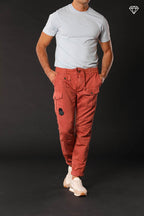 George Elax pantalon cargo homme brocken en coton et chanvre logo edition carrot fit ①