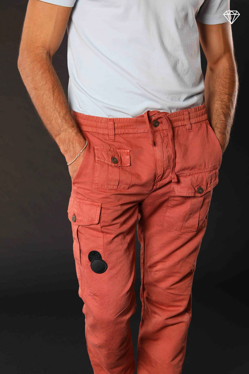 George Elax pantalon cargo homme brocken en coton et chanvre logo edition carrot fit ①