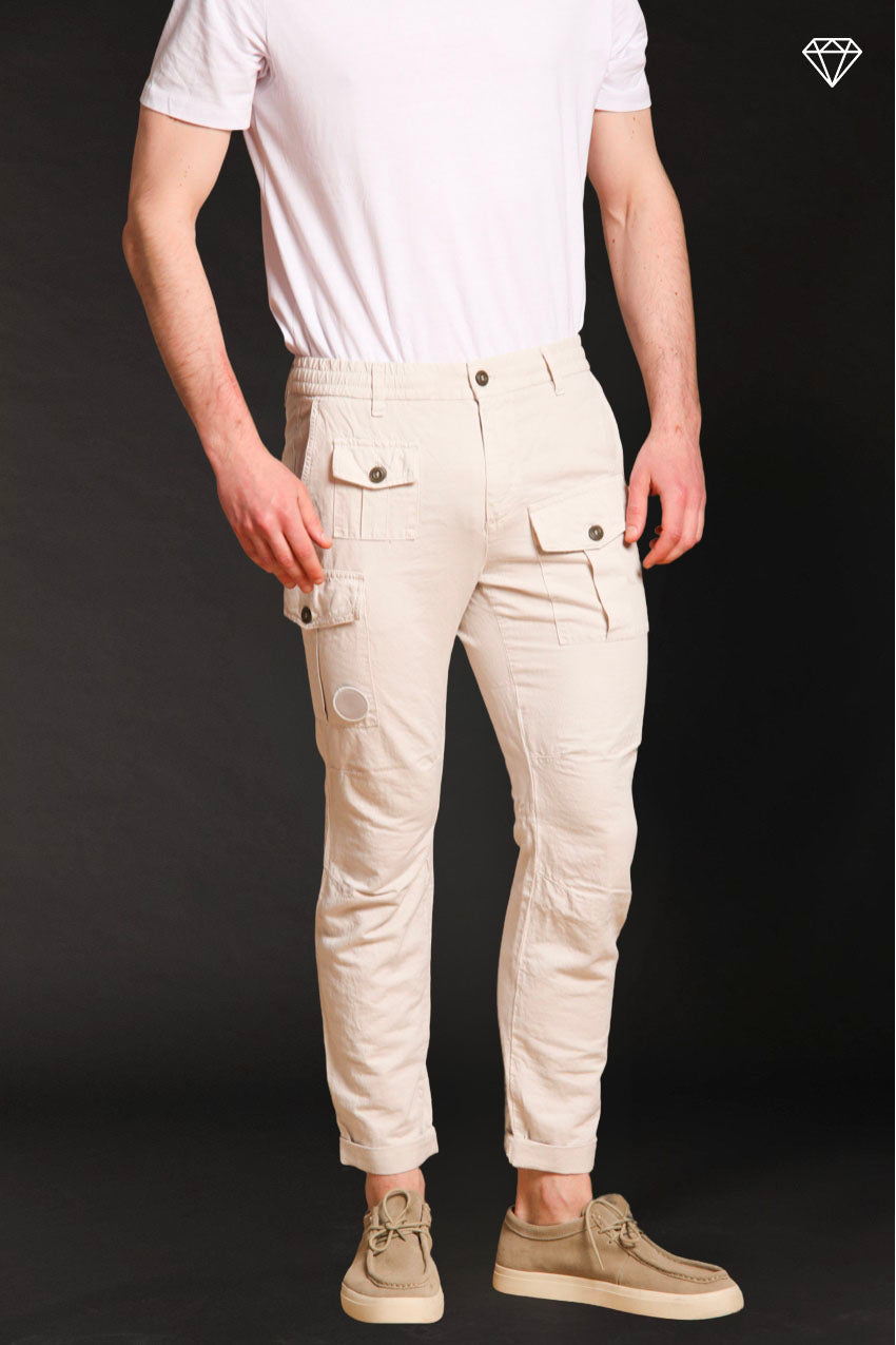 George Elax pantalon cargo homme brocken en coton et chanvre logo edition carrot fit ①