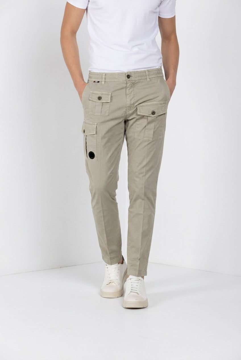 George Coolpocket men's cargo jogger pants in stretch gabardine Logo Edition carrot fit ①