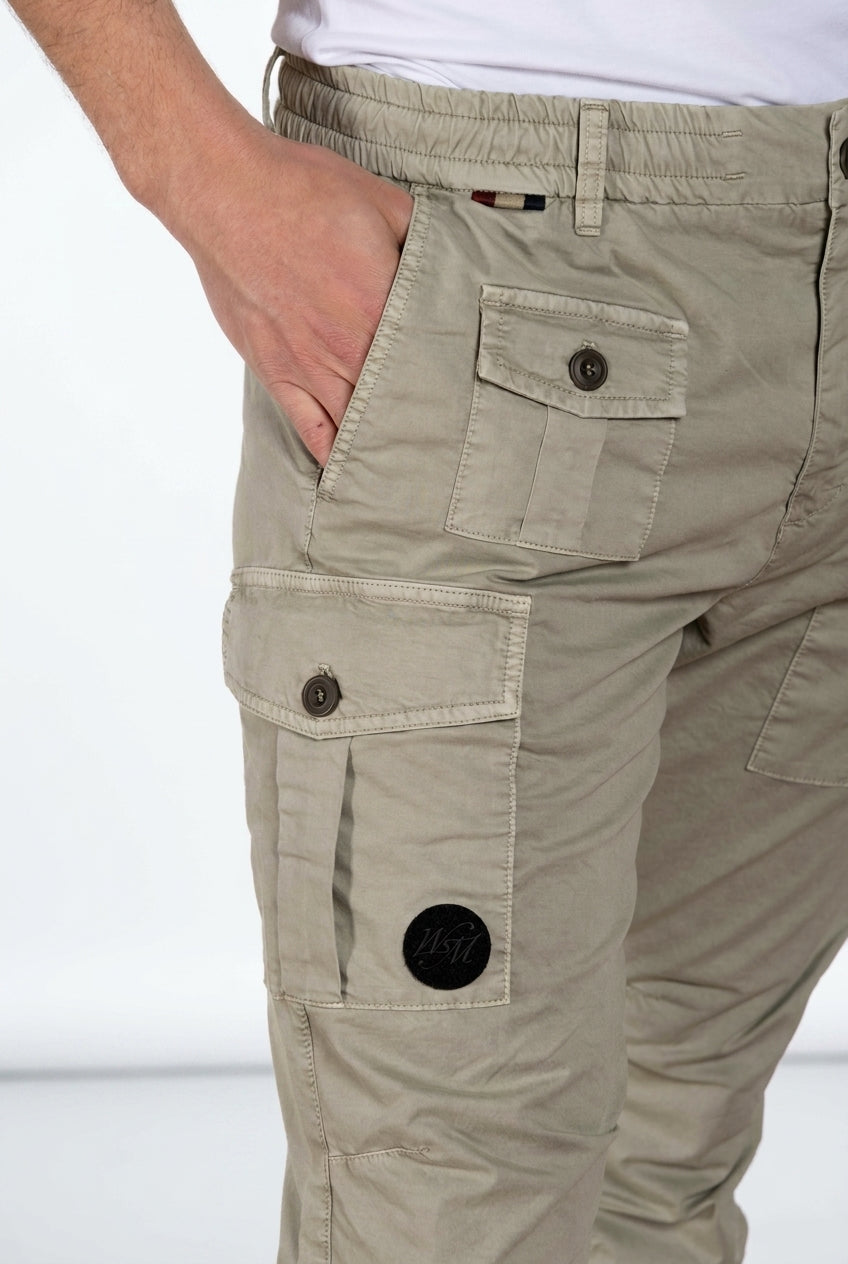 George Coolpocket men's cargo jogger pants in stretch gabardine Logo Edition carrot fit ①